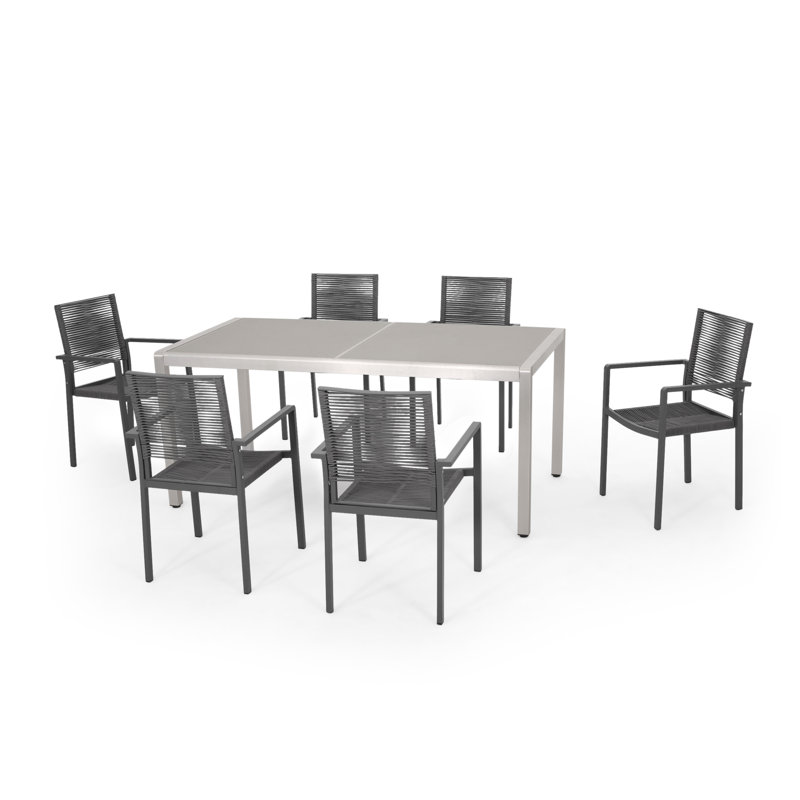 Ensemble repas 7 pièces Lindner, Gris / Argent