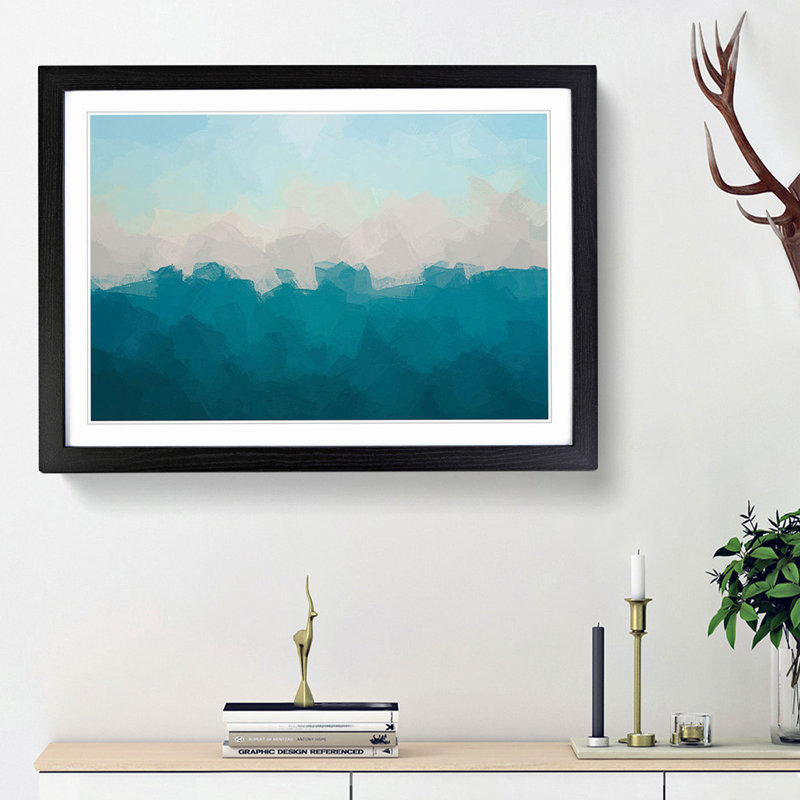 Sky on Top of the Ocean in Abstract - Picture Frame Graphic Art Print, 27cm H x 36cm W x 2cm D, Black Framed