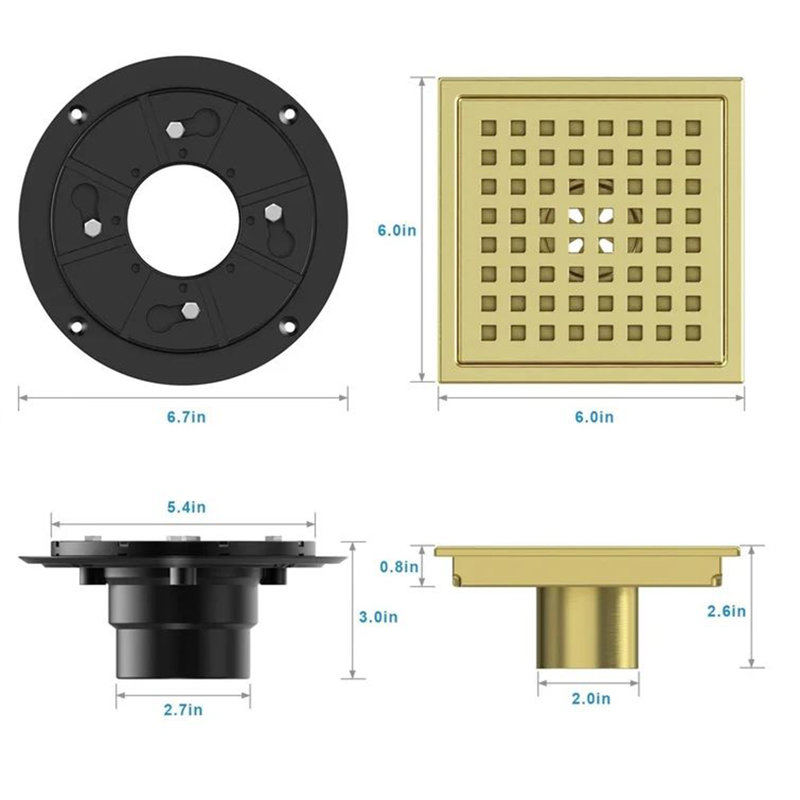 6'' W Tile-In, Brushed Gold