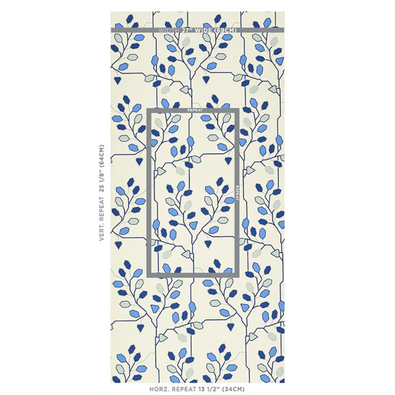 Schumacher x Neisha Crosland Tumble Weed Wallpaper, Delft Blue
