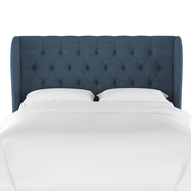 Tomey Upholstered Headboard, King, Zuma Navy Textured Linen