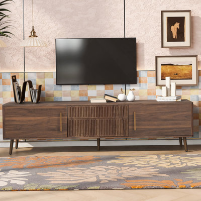 Mid Century TV Stand With 2 Drawers, Media Console Table For Tvs Up To 80'', Entertainment Center With Storage For Living Room, Bedroom, Home Theatre