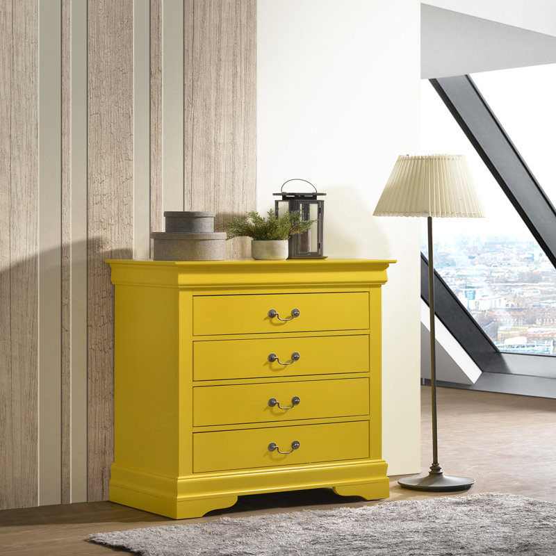 Commode 4 tiroirs Phillipe G3102-BC, Jaune