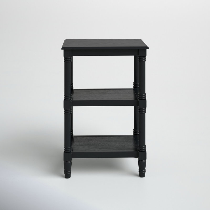 Cassie Classic Black Wood 3-Shelf End Table