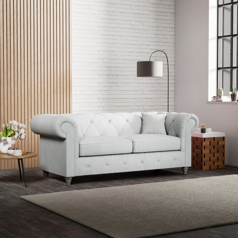 Ellrich 3 Seater Sofa, Light Blue, Washed Oak