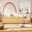 Grand lit sécuritaire, rangement en bois aggloméré, chambre d'enfant moderne Montessori