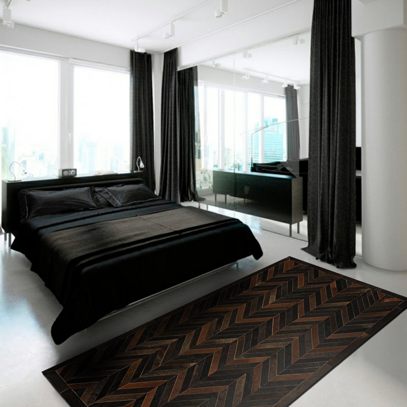 Apollo Cowhide Chevron Area Rug, Rectangle 8' x 10'