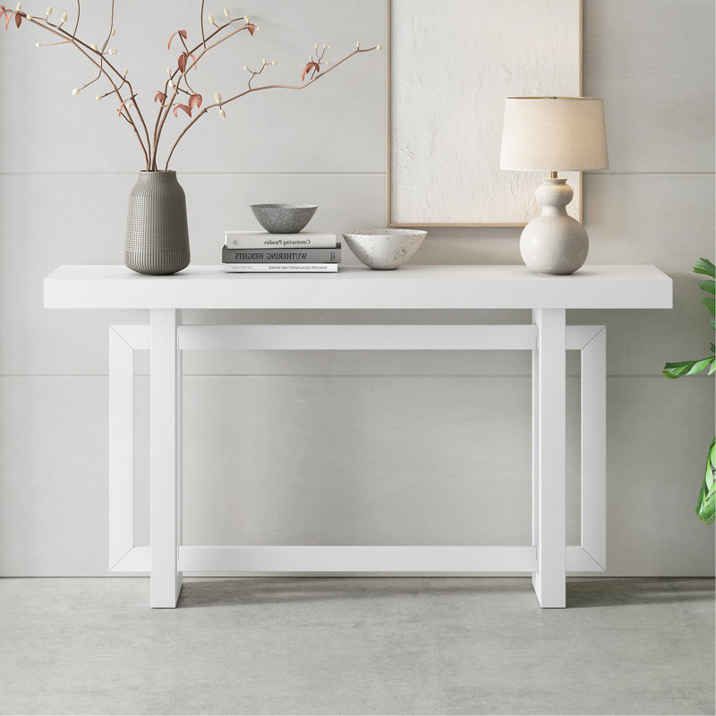 Console 59 "en bois massif, Blanc, Blanc
