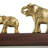 Seigle Aluminum Metal Elephant Decorative Gold Sculpture with Brown Wooden Base-1870588885