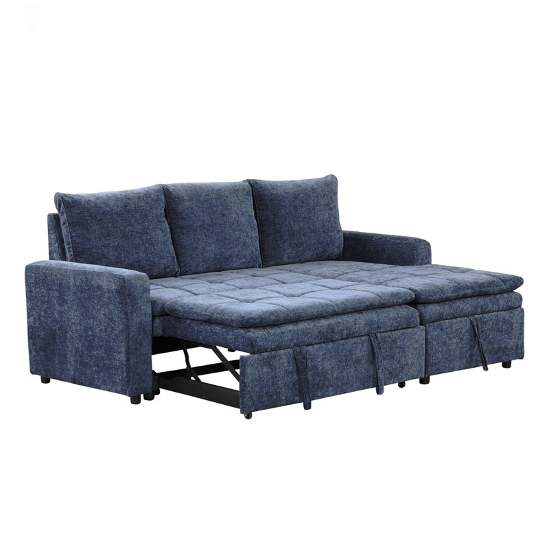 Canapé-lit modulaire rembourré avec espace de rangement, idéal pour les salons et les appartements., Polyester bleu