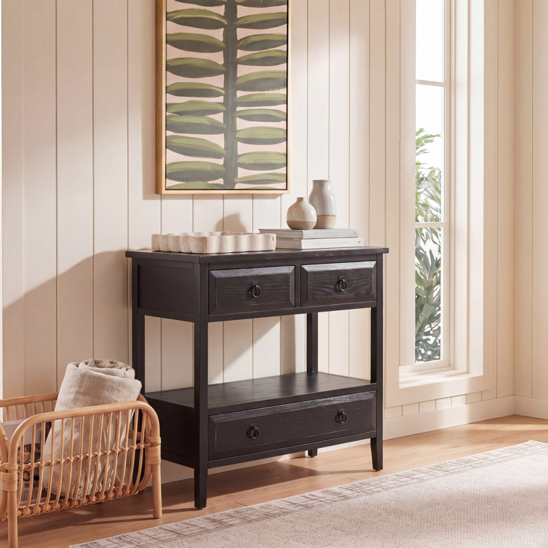 Console en bois massif 31,9 po Sadie, Noir