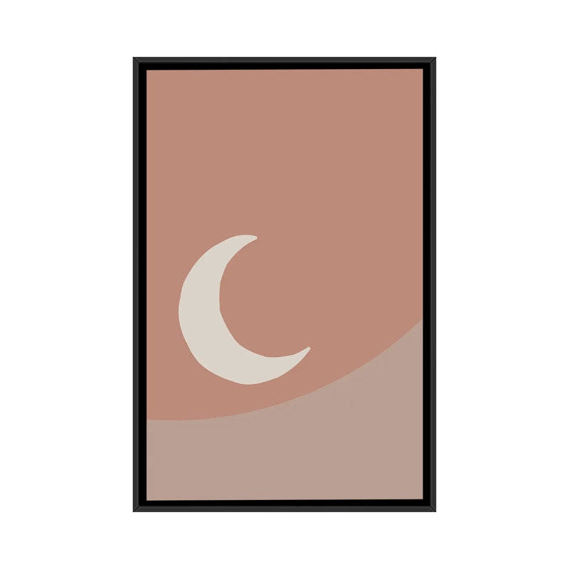 La lune - impression d'art graphique, Pas de tapis, H 26 po x l 18 po x 1,5 po, Toile avec cadre noir