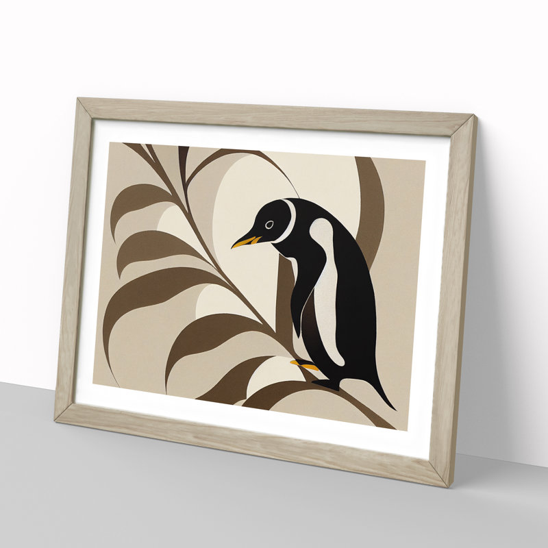 XH1022-6870X Penguin Art Nouveau Vol.1 Abstract - Single Picture Frame Print, 25cm H x 34cm W x 2cm D, Oak