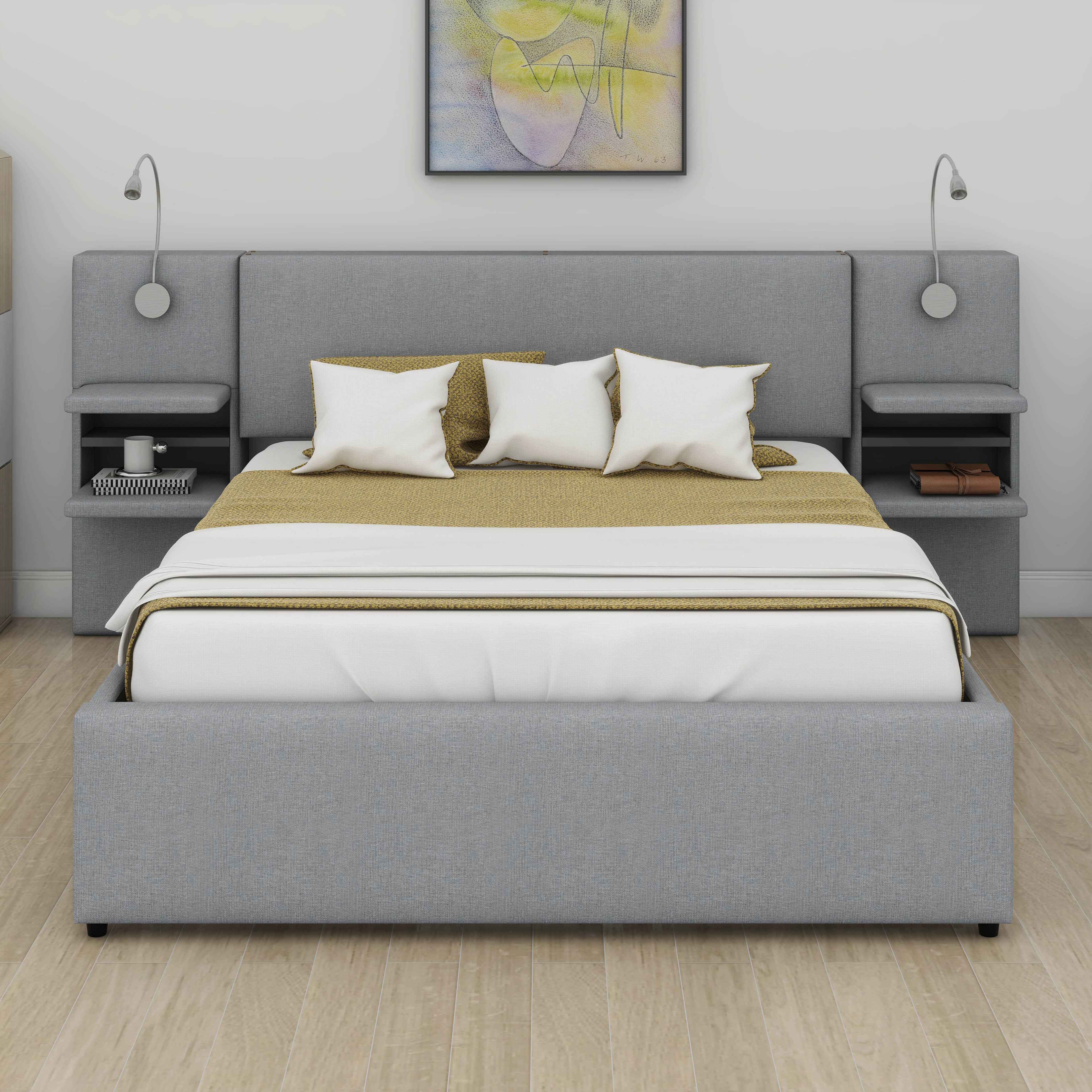 Latitude Run® Queen Bed Frame,Queen Size Trundle Bed Frame With 2 ...