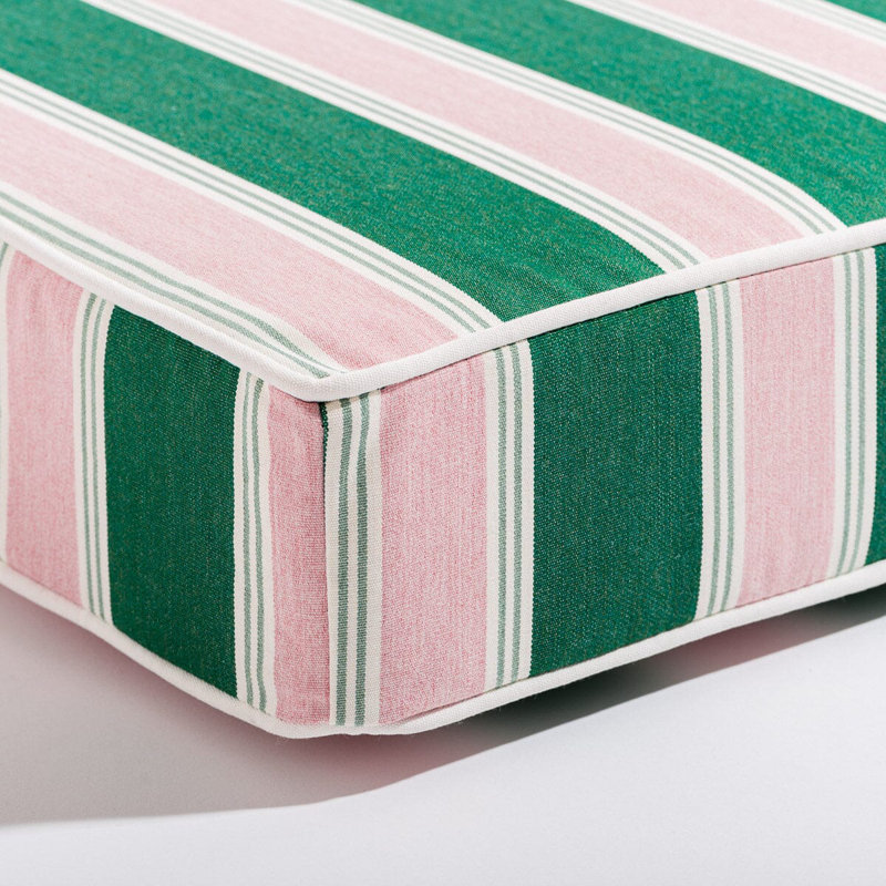Sun Lounger Slip Cover, Green/Pink Striped Acrylic, 1" H x 26.3" W x 74.8" D
