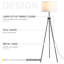 Lampe trépied 59,75 "avec support pour chaînette, abat-jour en tissu E26 pour salon, chambre à coucher, bureau, noir
