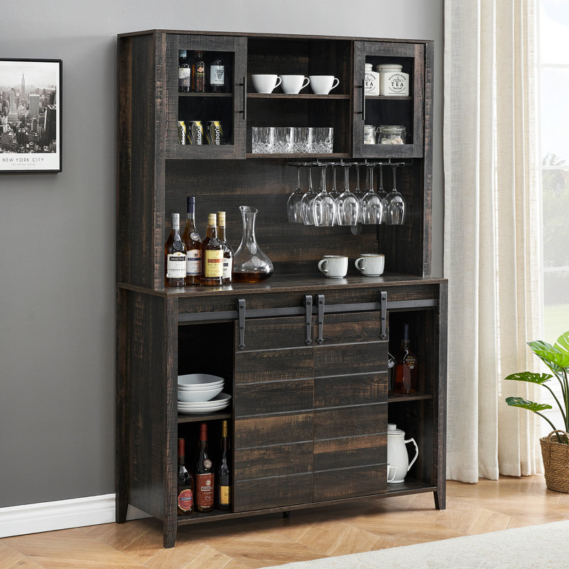 Cutcheon Sideboard with Bar Hutch, Black