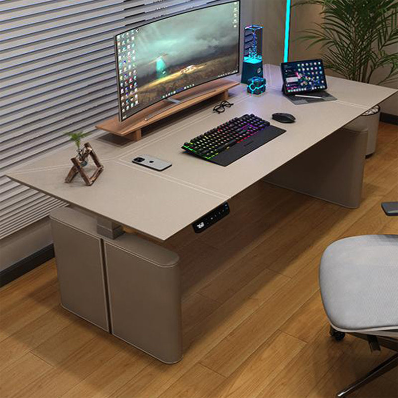 Rectangular Leather Standing desk, Café clair, H 49,21 po x l 78,74 po x P 27,56 po