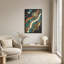 Tableau sur toile à motifs circulaires abstraits turquoise et bronze-2073883892