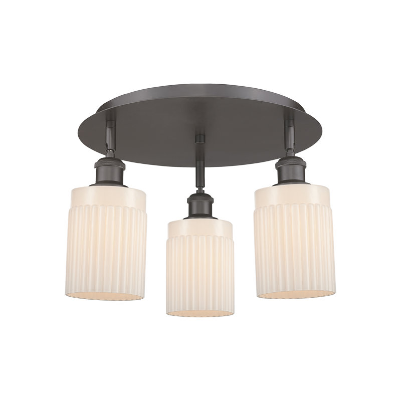 Bethy Glass Flush Mount, Matte White, Oil Rubbed Bronze