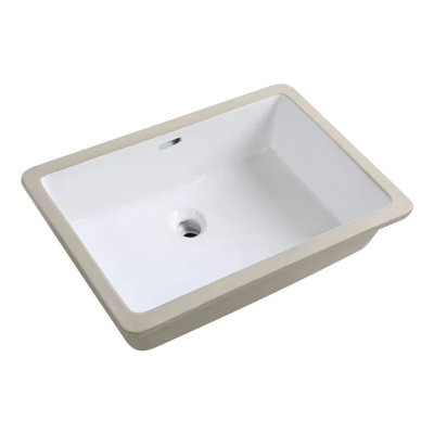 Topcraft 22 X 15 Inch White Rectangular Undermount Bathroom Ceramic Sink