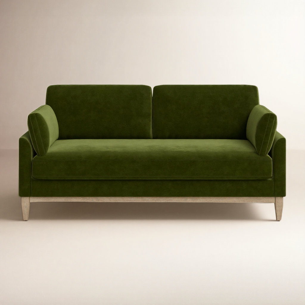 Pera 76" Linen Sofa, Olive Green Velvet