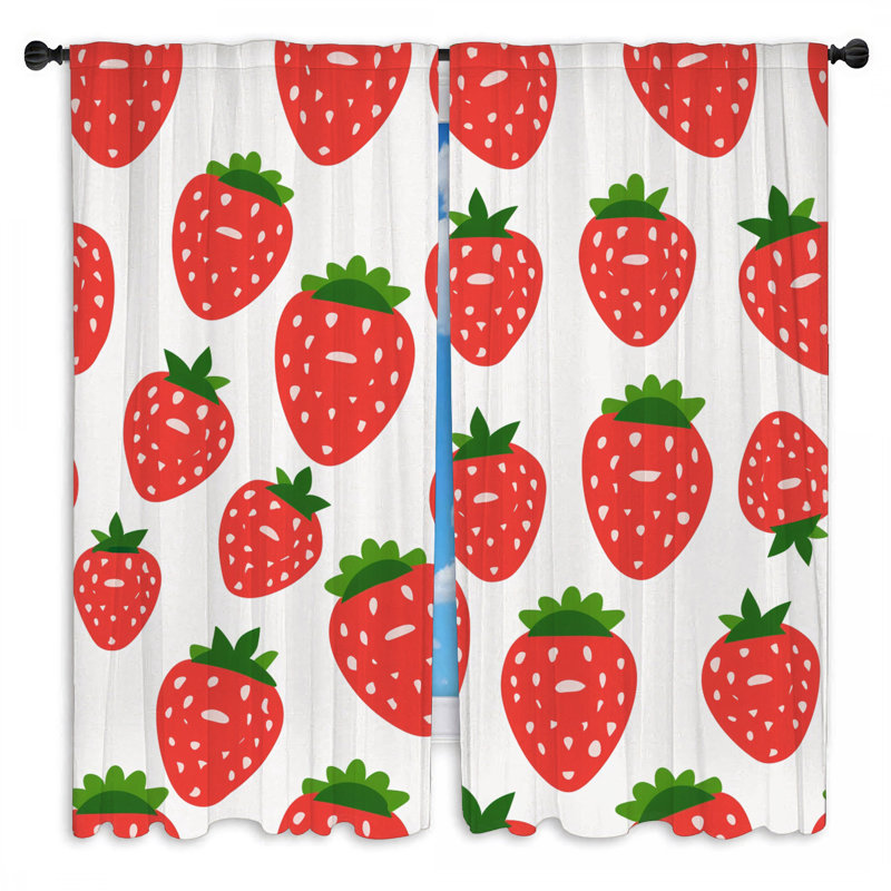 Rideaux de fenêtre Strawberry - 2 panneaux, L 20 po x L 52 po