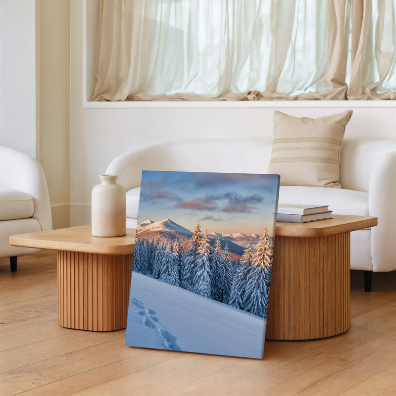Reproduction d'art sur toile, "Un paysage d'hiver serein avec une forêt dense de grands murs", H 30 po x l 20 po