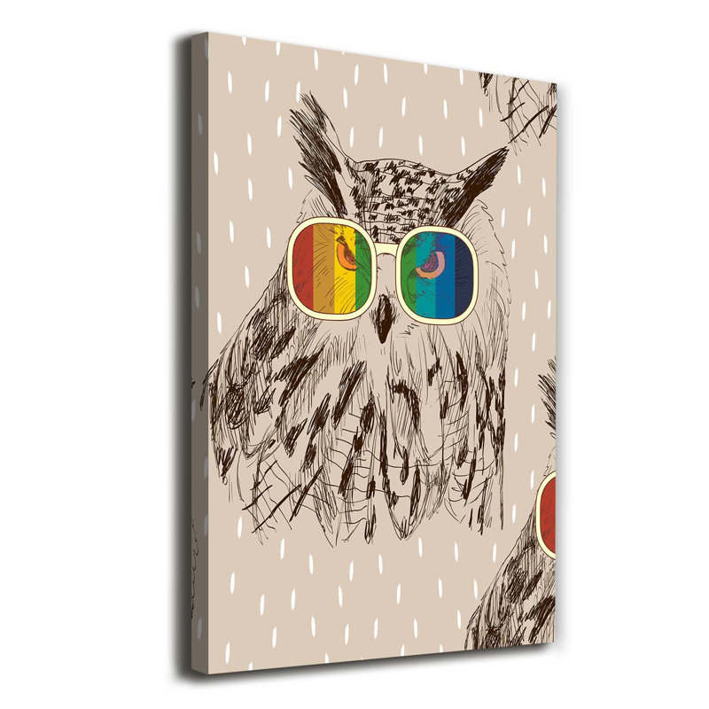 Owls In Glasses - Wrapped Canvas Print