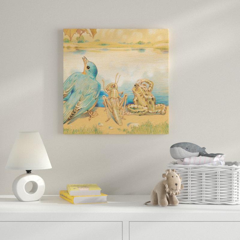 «Bird Cricket and Frog», reproduction sur toile tendue, H 48 po x l 48 po