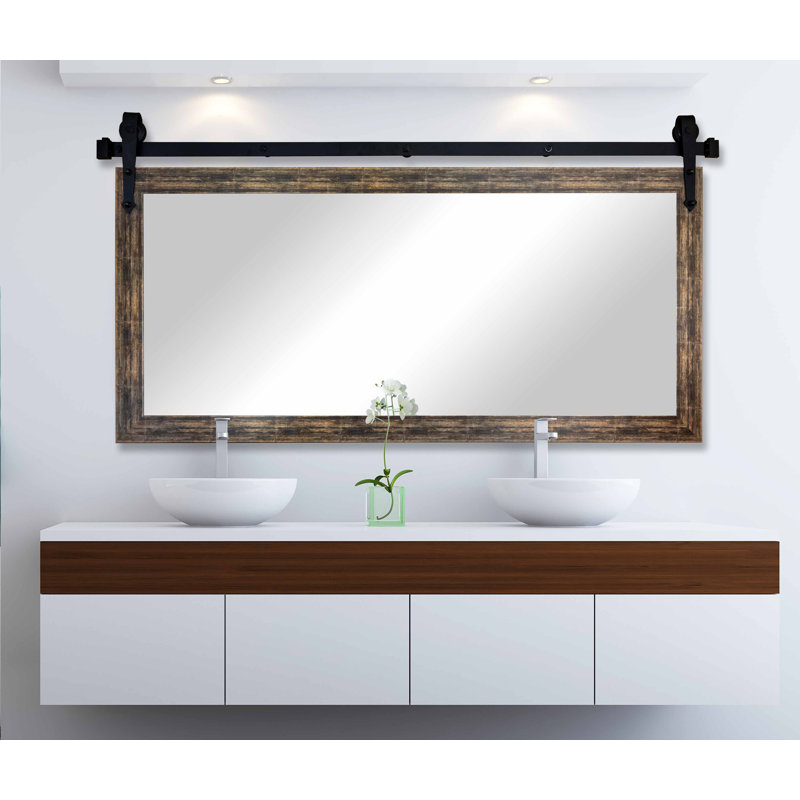 Miroir de salle de bain Ensley, 30,5 po x 55,5 po, Brun brossé