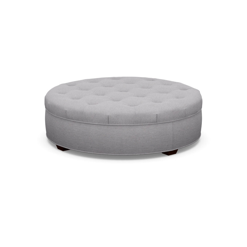 Round Tufted Ottoman, 8938-81, Walnut