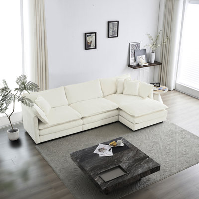 Canapé modulaire en chenille blanc avec tissu d'ameublement modulaire et réversible
