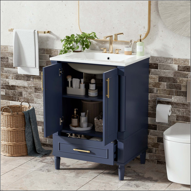 Meuble-lavabo moderne 24 "avec motif orné et tiroir
