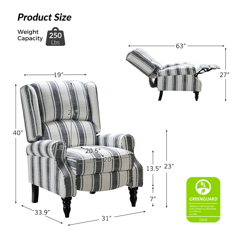 Fauteuil inclinable standard Brody de 31 po de largeur, Rayure noire