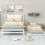 Lit plateforme double avec lit gigogne réglable, blanc