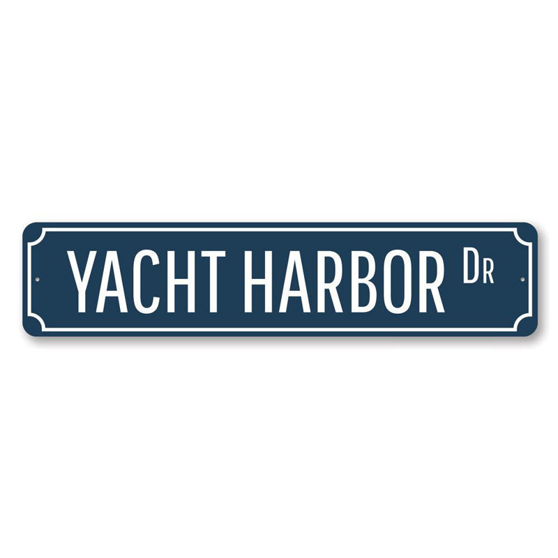 Plaque en aluminium Yacht Harbor Drive, H 4 po x l 18 po x P 0,04 po