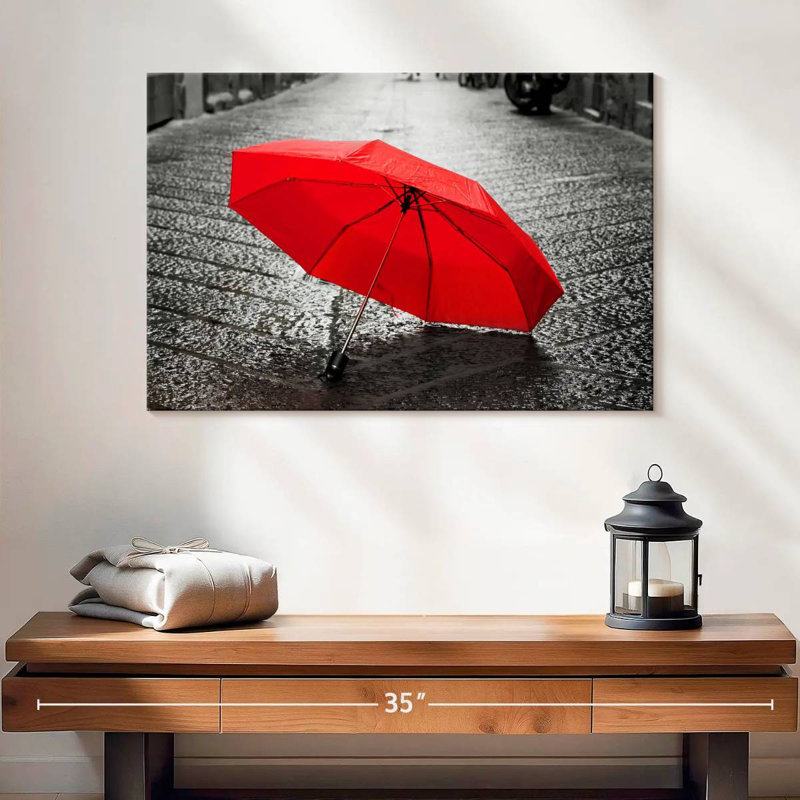 Kerner Bright Red Umbrella Pop, 30" H x 45" W