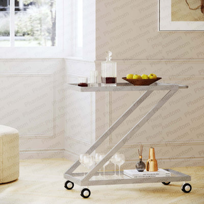 Chariot-bar, base en fer et verre trempé