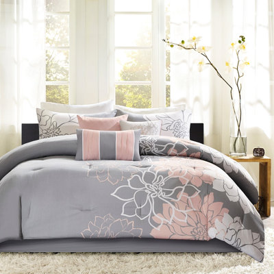 Literie 6 pièces pour très grand lit / très grand lit, housse de couette en coton imprimé floral, coussins décoratifs brodés, couette à cravate intérieure, choix de couleurs disponibles, 6 coussins avec texture, fermeture à boutons, lavable et