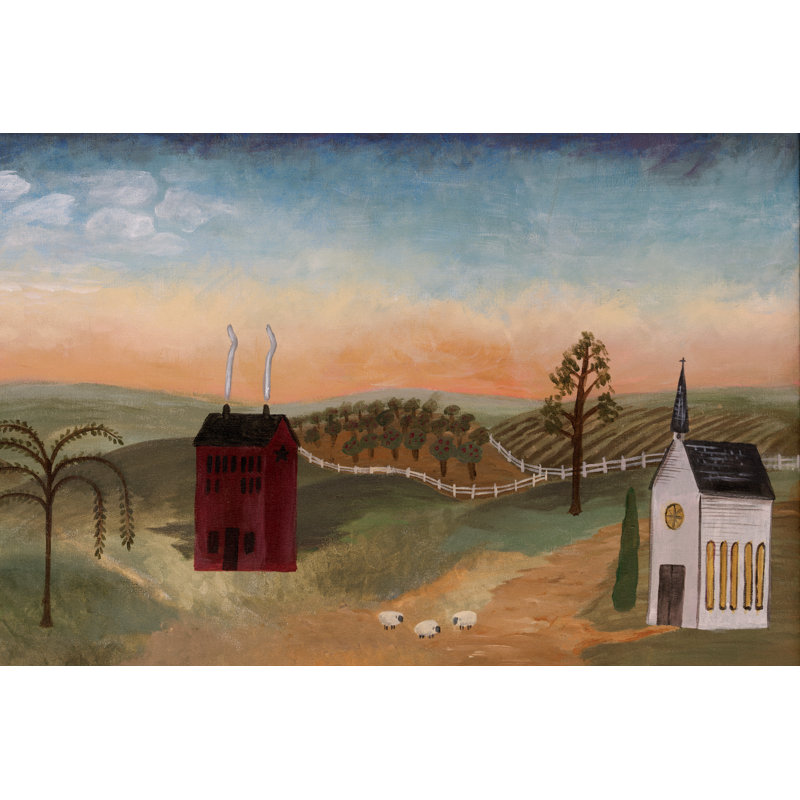 Primitive Country - Wrapped Canvas Painting, 81cm H x 122cm W x 3.8cm D