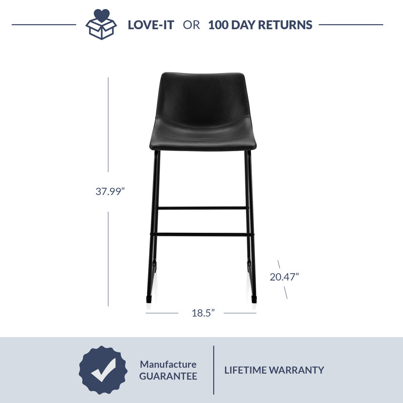 Chaise Mainville, Noir, Tabouret de bar (siège d'une hauteur de 28,74 po)