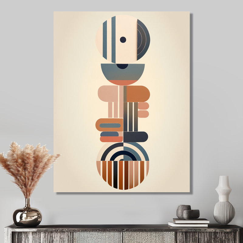 Minimal Geometrics Ethnic Balance - Art mural Mid-Century, Toile tendue, H 20 po x l 12 po x P 1 po