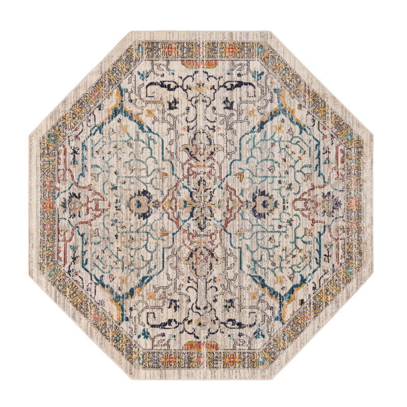 Alkire Floral Indoor Rug, Octagon 7'10" x 7'10"