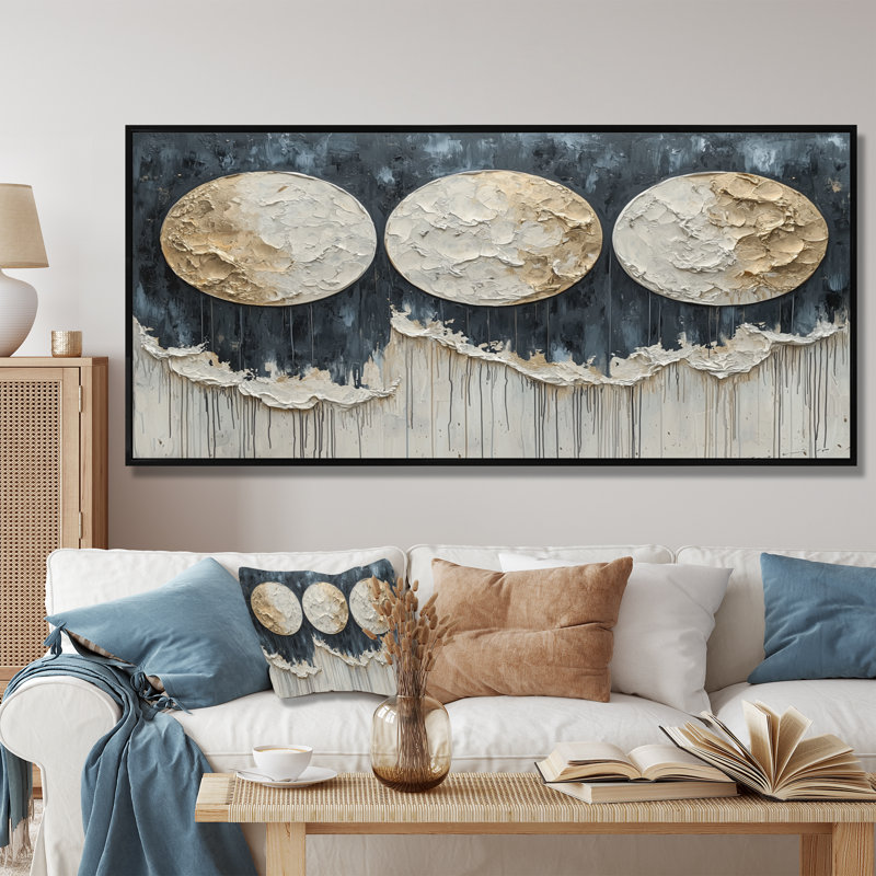 Mattson - Abstract Large Wall Art, H 28 po x l 60 po, Cadre flottant, Noir