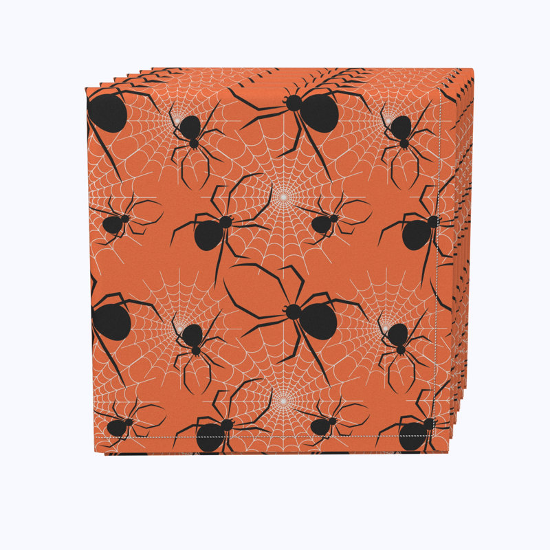 Polyester Floral Square Napkin, Halloween Spiders Web