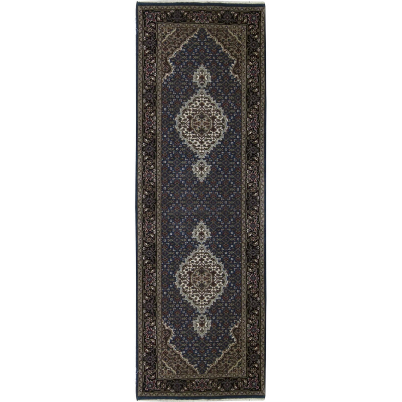 Tapis argent noué à la main de haute qualité
