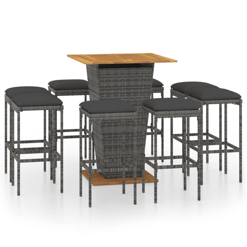 Tocarra Square 8 - Person Dining Set with Cushions, Gray Frame/Gray Cushion