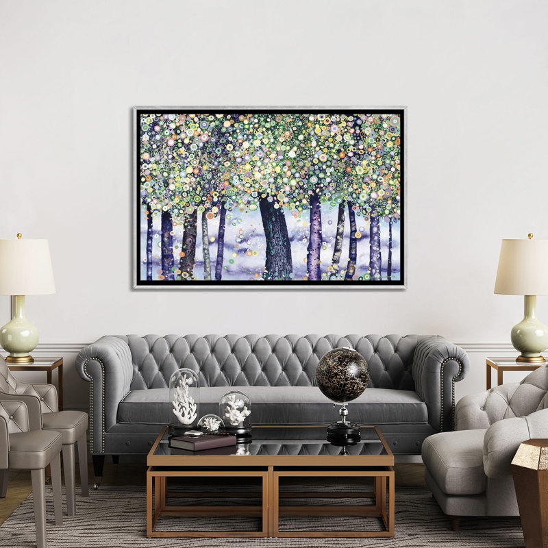 «Soiree» par Maggie Vandewalle - reproduction d'art, H 40 po x l 60 po x 1,5 po, Toile avec cadre argenté, Pas de tapis