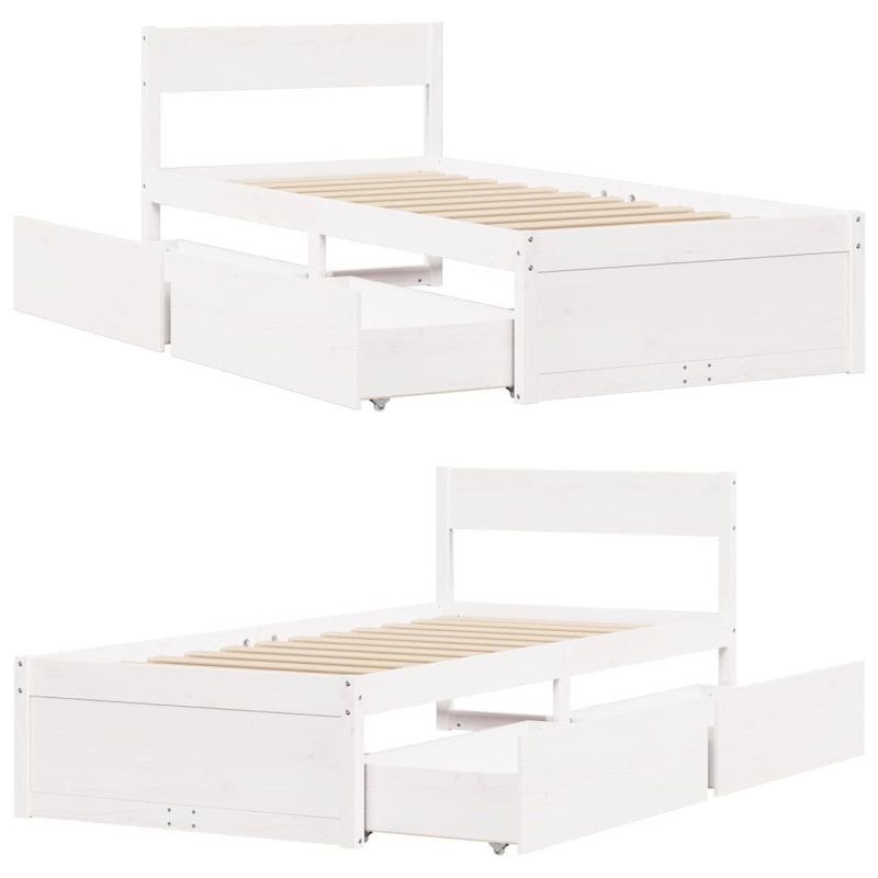 Losurdo Solid Wood Bed, EU Single - 90 x 200 cm, White